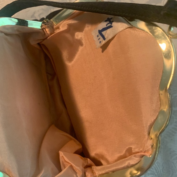 Vintage Harry Levine (HL) Small Fabric Black Clutch with Center Handle - Picture 14 of 16